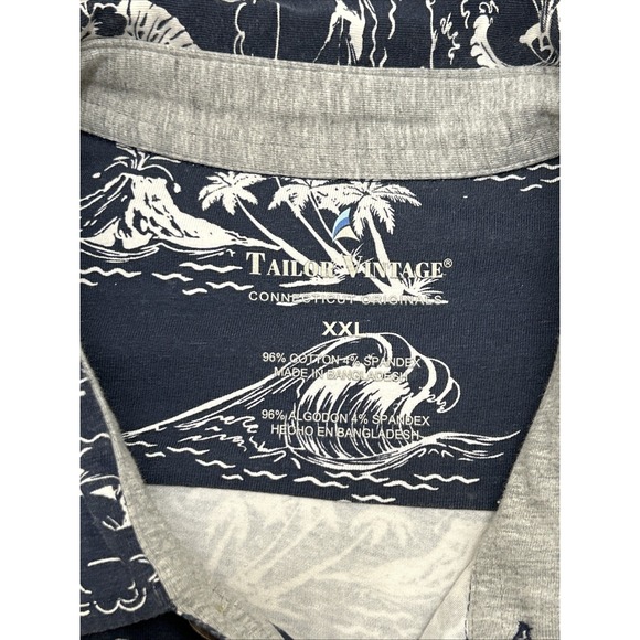 Tailor Vintage Connecticut Originals Button Up Hawaiian Stretch Shirt Men's 2XL - Picture 3 of 6
